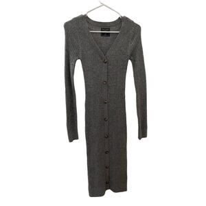 Abercrombie & Fitch Gray Knit Long Sleeve MIDI Sweater Dress XS Holiday NEW